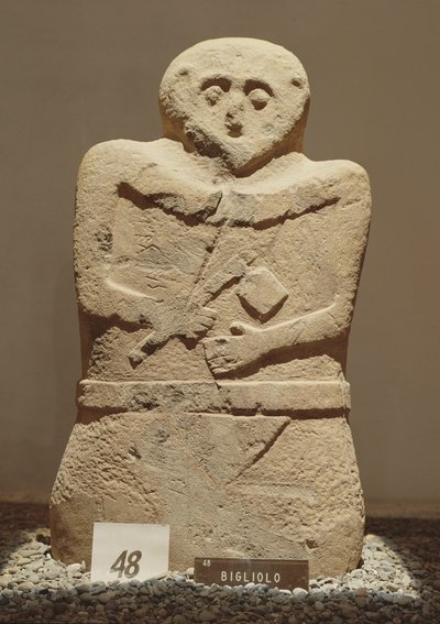 One of the Lunigiana stele, found in Bigliolo, c.3000 BC by Prehistoric